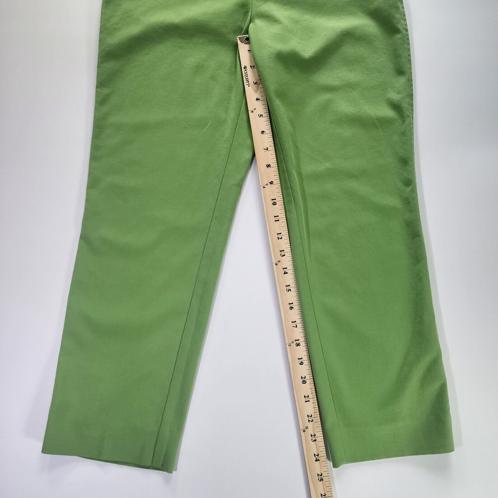 St John Pants Slacks Women's 4 Green Cotton Straight Leg Flat Front Zipper EUC - Picture 8 of 10